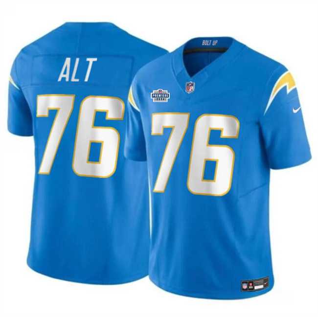 Men & Women & Youth Los Angeles Chargers #76 Joe Alt Light Blue 2024 With Dradt Patch Vapor Limited Stitched Jersey